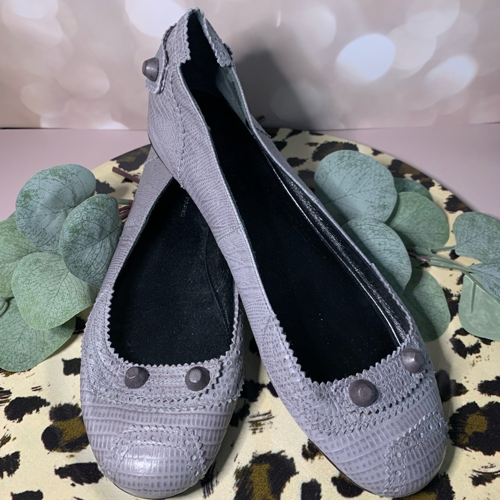 Balenciaga Iconic Arena Gray Studded Textured Ballet Flats